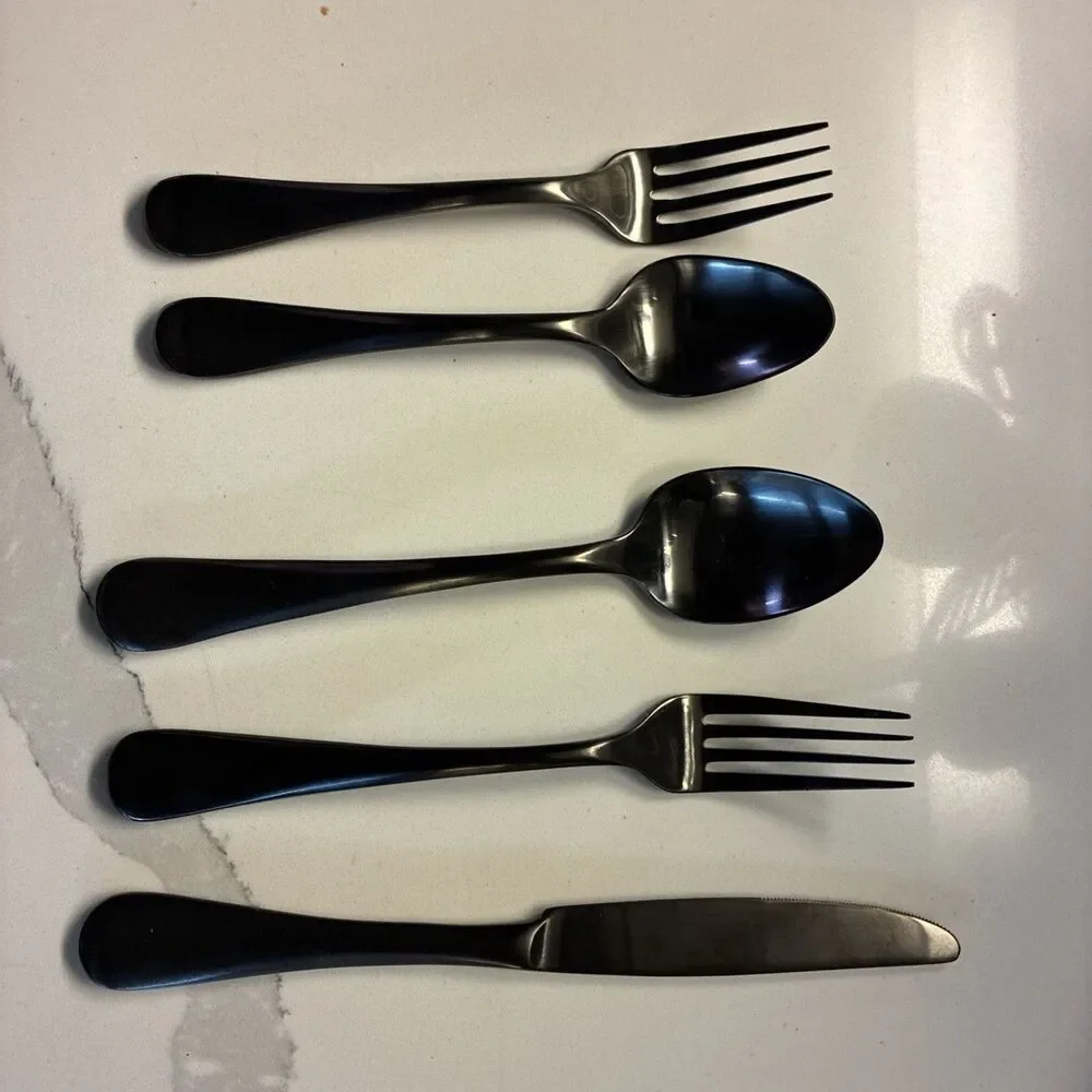 Restoration Hardware RH Flatware Cutlery Set 5 pc Baguette Rumble Antique Finish